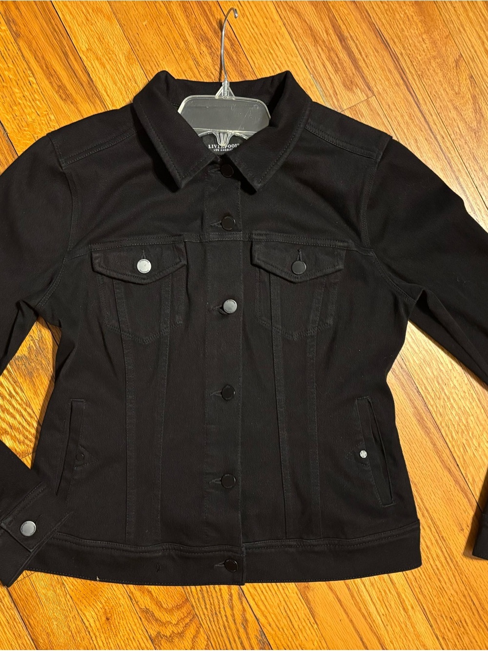 Liverpool Black Women's Button-Front Jean Jacket - Picture 10 of 14